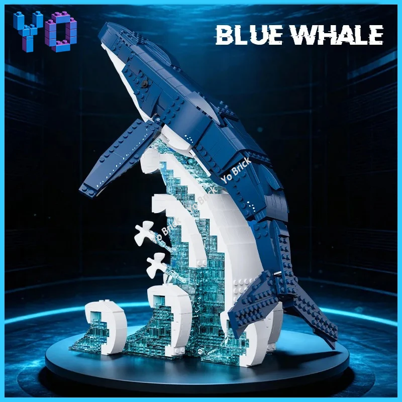 66197 Blue Whale Marine Animal Model Creative Educational Puzzle Building Block Toy Ornament