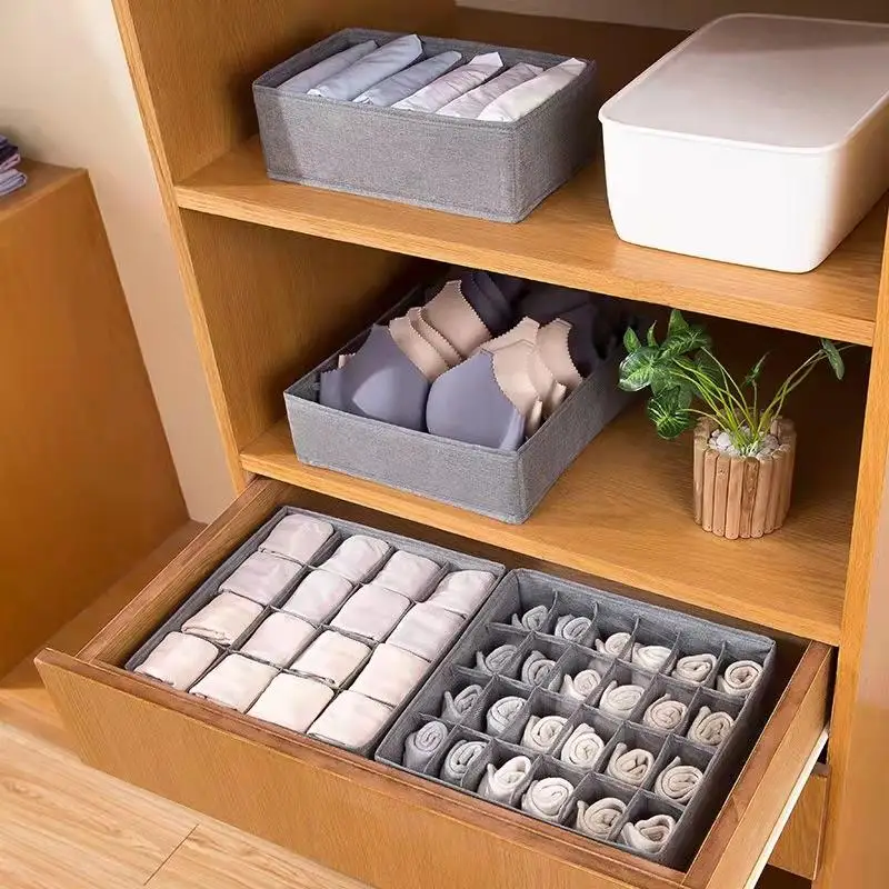 7/24 Grid Non-Woven Sock Underwear Organizer Separated Compartments For Drawer Storage