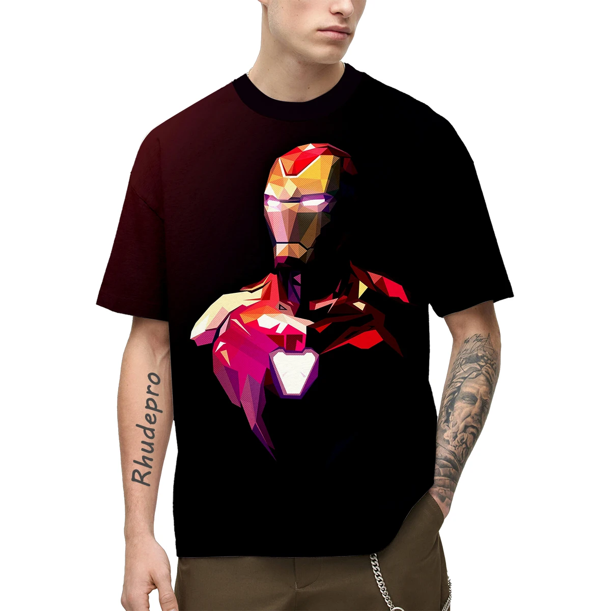 T-shirt manches courtes homme, estival et décontracté, à la mode, imprimé en 3D, Mininstants Avengers Iron Man