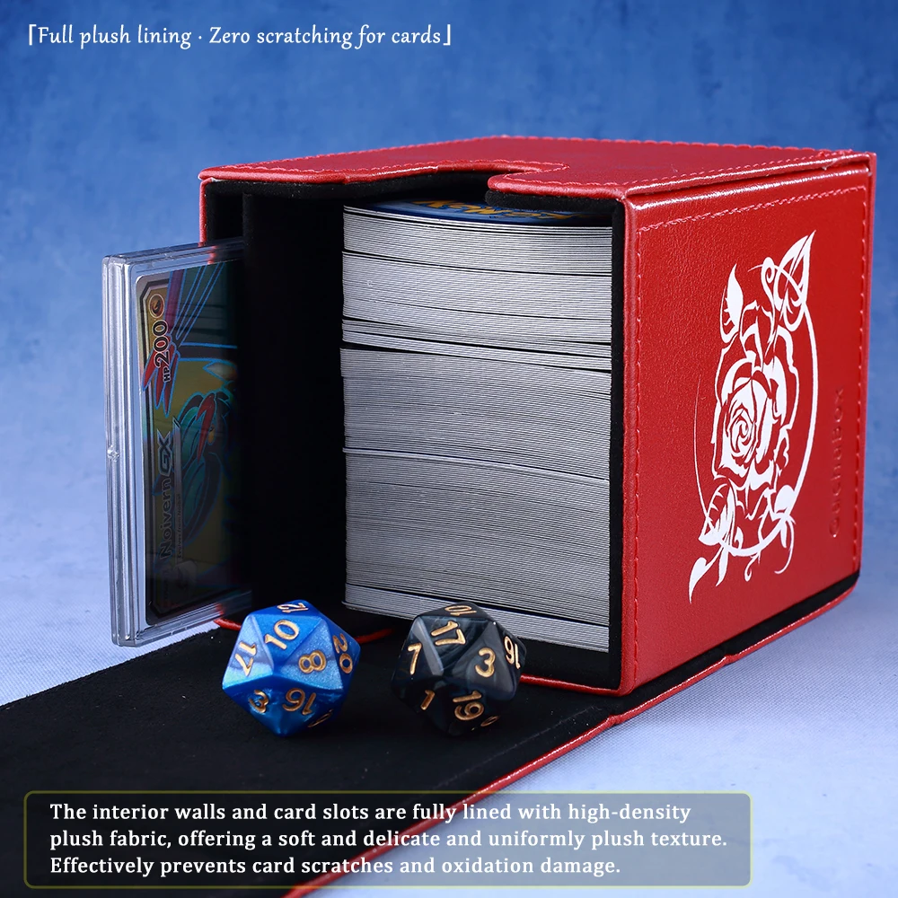 Zwarte rozendraak ​ Trading Card Storage Deck Box met etalage, biedt plaats aan 120+ kaarten, magnetisch PU voor YGO, PTCG, TCGMTG ​