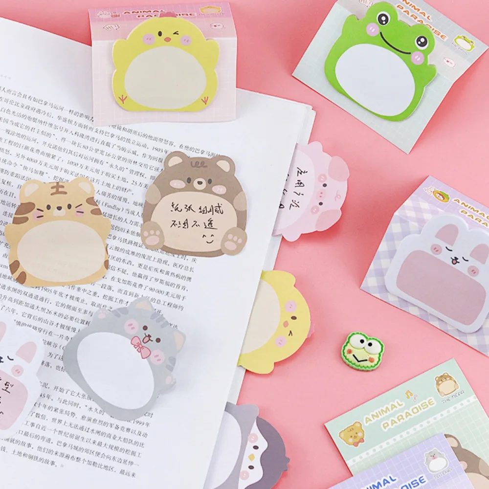 Self-stick Notes Animal Sticky Notes Thickened Stickers Notepad Cartoon Adhesive Memo Pads Penguin Rabbit