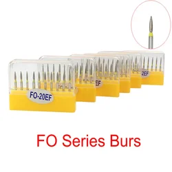 10pcs/Box Dental Diamond Burs Dia-burs for High Speed Handpiece Flame Ogival End Type Polishing Burs Drill