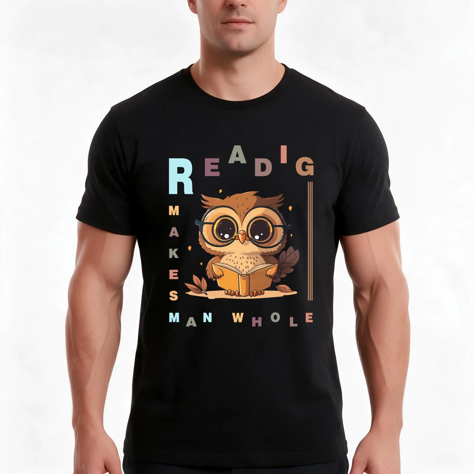 Reading makes man whole T-Shirt, Summer Casual Cotton Tee, Oversized Streetwear Tops, Vintage Graphic Print, Unisex Men Women