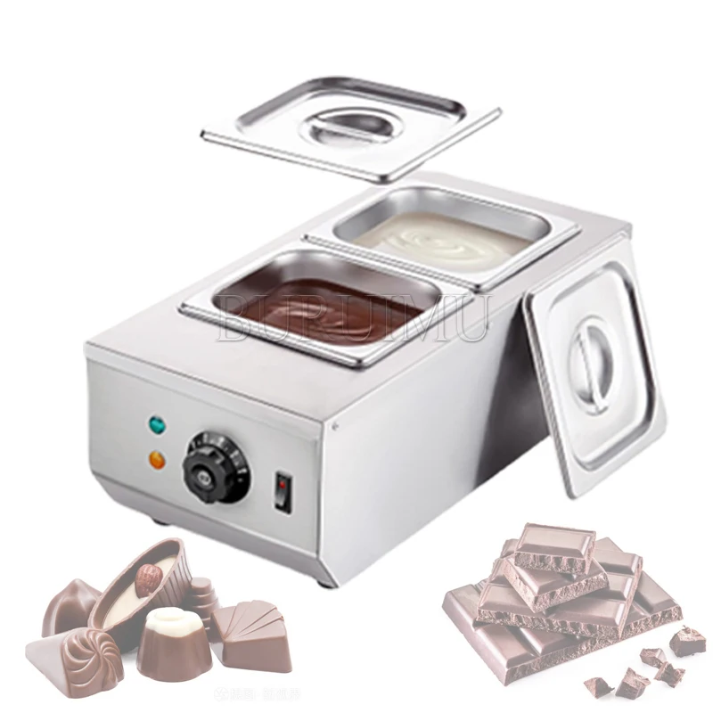 2 Tanks Electric Chocolate Tempering Machine Chocolate cascade Melting Pot for Kitchen home appliance