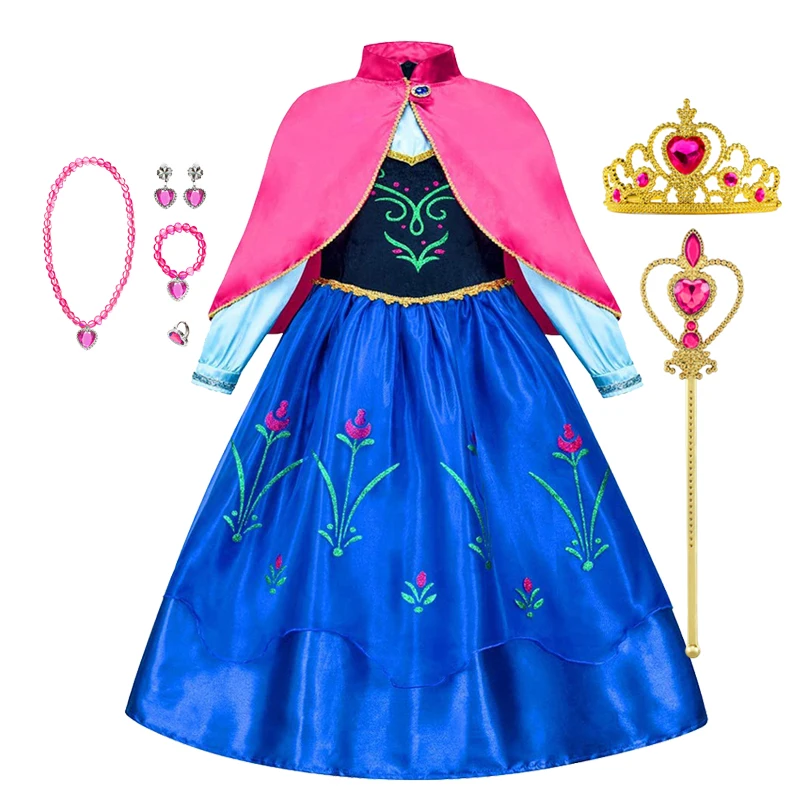 Frozen Anna Prinses Meisje Jurk Halloween Cosplay 2026 Party Kostuum Sneeuwkoningin Prinses Kleding Kinderen Outfit 2-10 Y