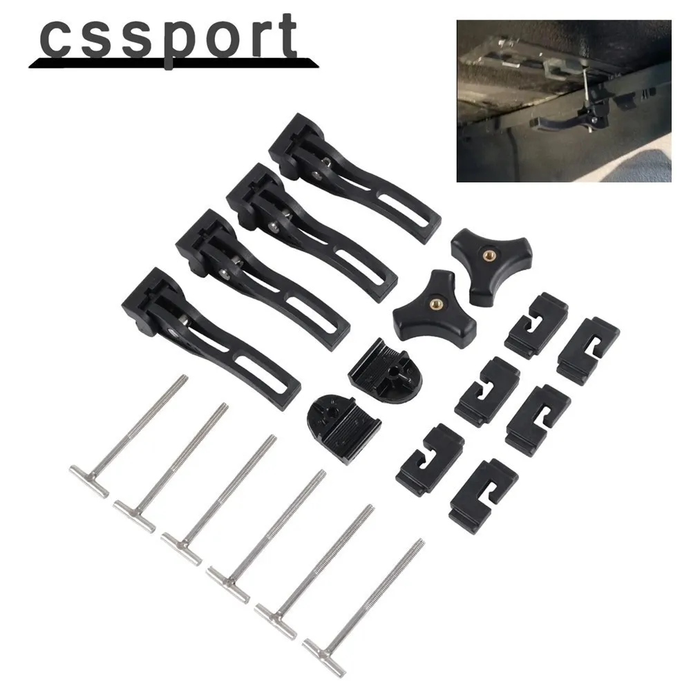 Acessórios universais da fixação das peças da substituição para o caminhão do recolhimento de tonneau duro tri-fold capa de cama braçadeira dianteira traseira preto t-bolts