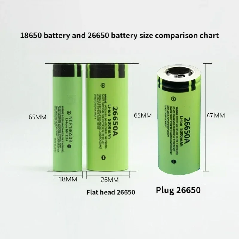 Panasonic rechargeable lithium-ion battery, 26650A3.7V5000mAh, large capacity, 100% original