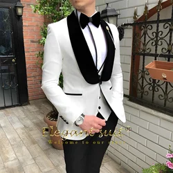 Fato de gola xale masculino, Vestido personalizado, Jaqueta, Colete, Calças, Casamento, Festa, Celebração do Evento, 3 pcs