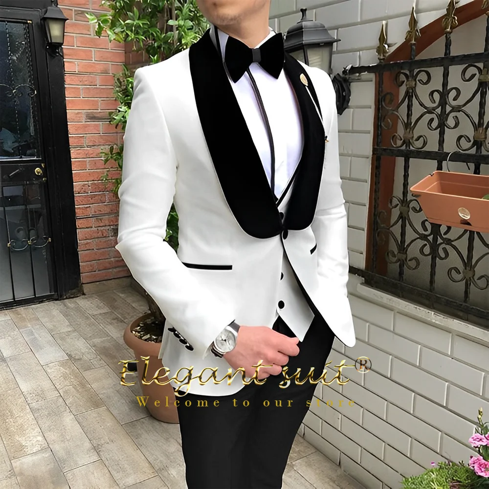 Men's shawl collar suit 3-piece suit (jacket + vest + trousers) men's wedding party event celebration custom dress suit