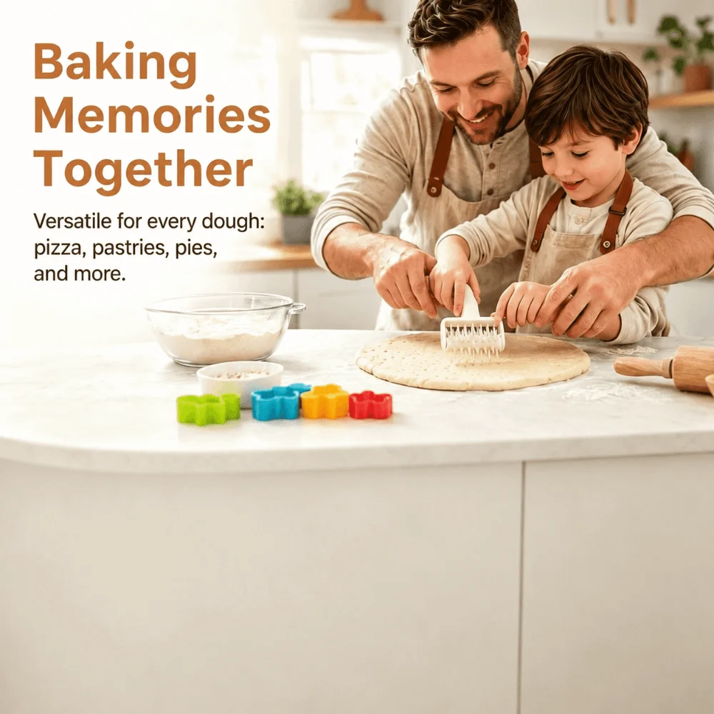 PP Pizza Dough Docker Spiked Rolling Head Dough Bubble Killer Cake Hole Punch Needle Wheels Hanging Hole Dough Roller Pie Crust