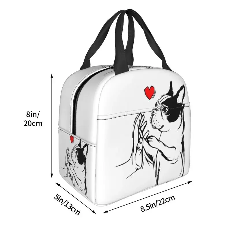 Boston Terriers Love Mistress Dogs Portable Lunch Boxes Leakproof Cooler Thermal Food Insulated Lunch Bag School Children