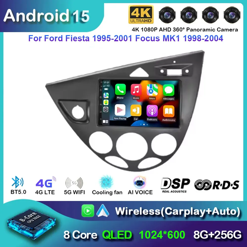 Android 15 für Ford Fiesta 1995-2001 Focus MK1 1998-2004 Multimedia Autoradio Stereo Carplay Autoradio Head Unit Auto