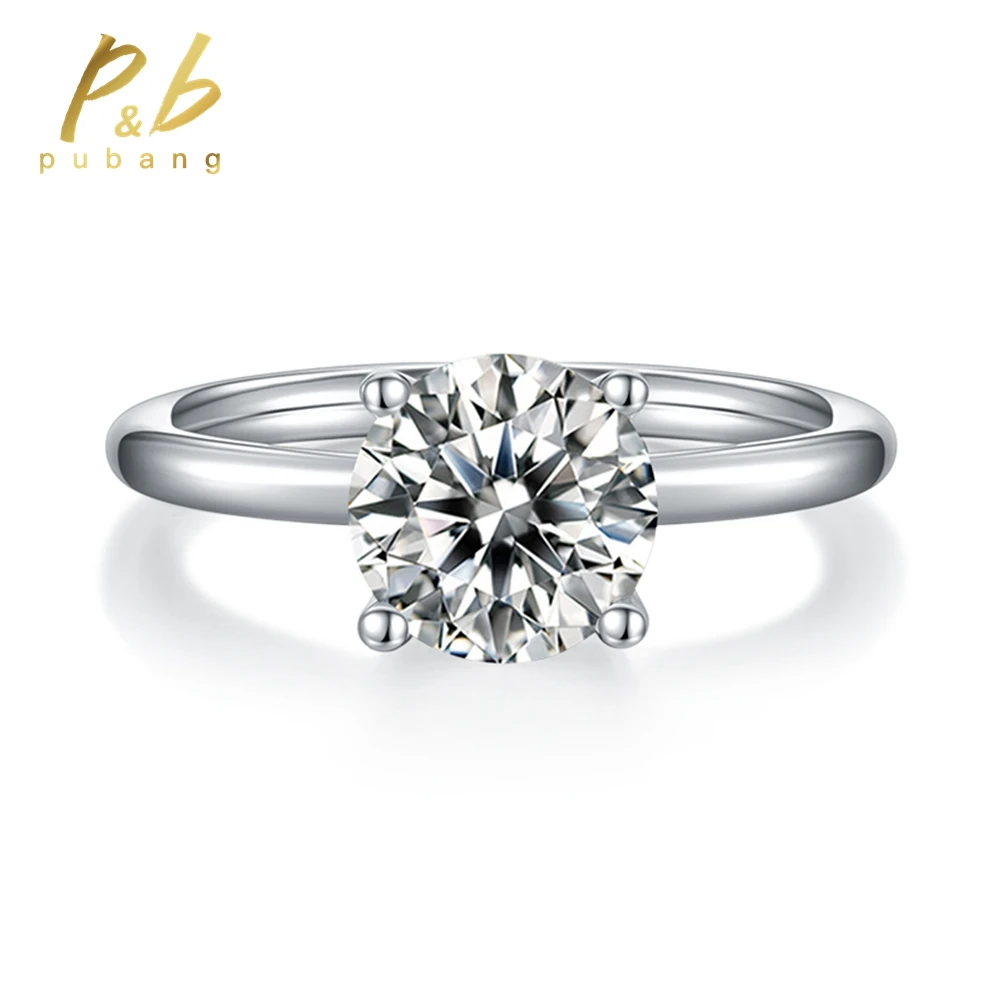 

PuBang Fine Jewelry 100% 925 Sterling Silver 2CT 8MM GRA Moissanite Diamond Ring for Women Wedding Engagement Gift Free Shipping