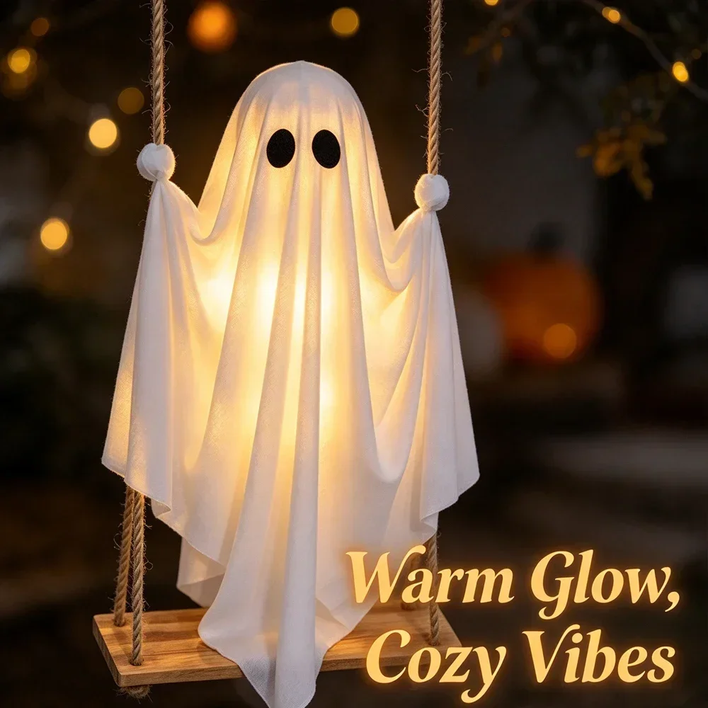 Halloween Decorations Outdoor 4.6FT Large Pre-Assembled Hanging Swing Ghost