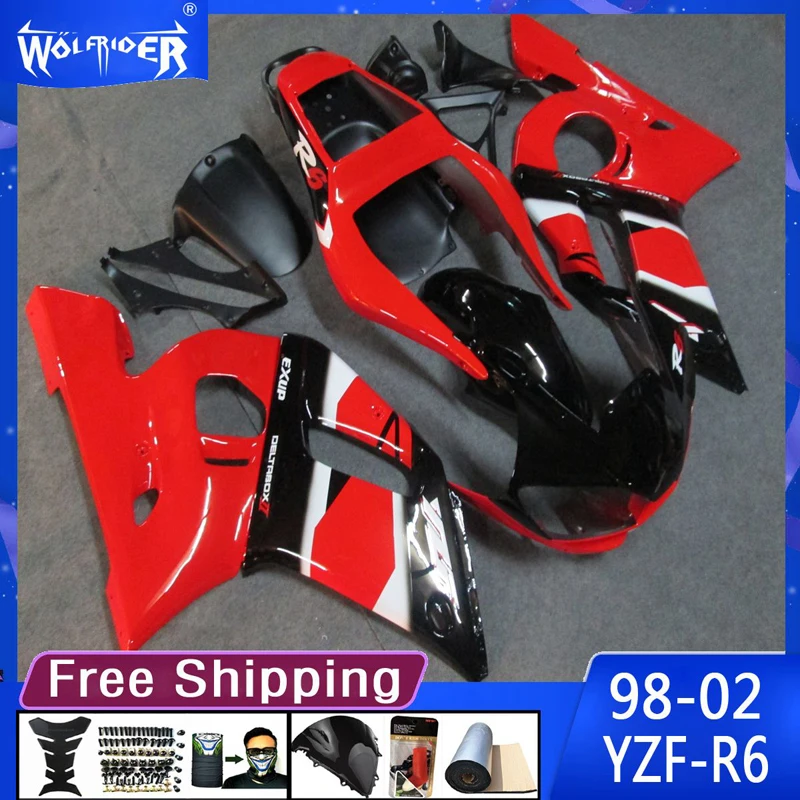 motorcycle ABS plastic fairing for YZFR6 1998 -2002 YZF-R6 1998 -2002  Motorbike red black fairing Manufacturer Customize cover