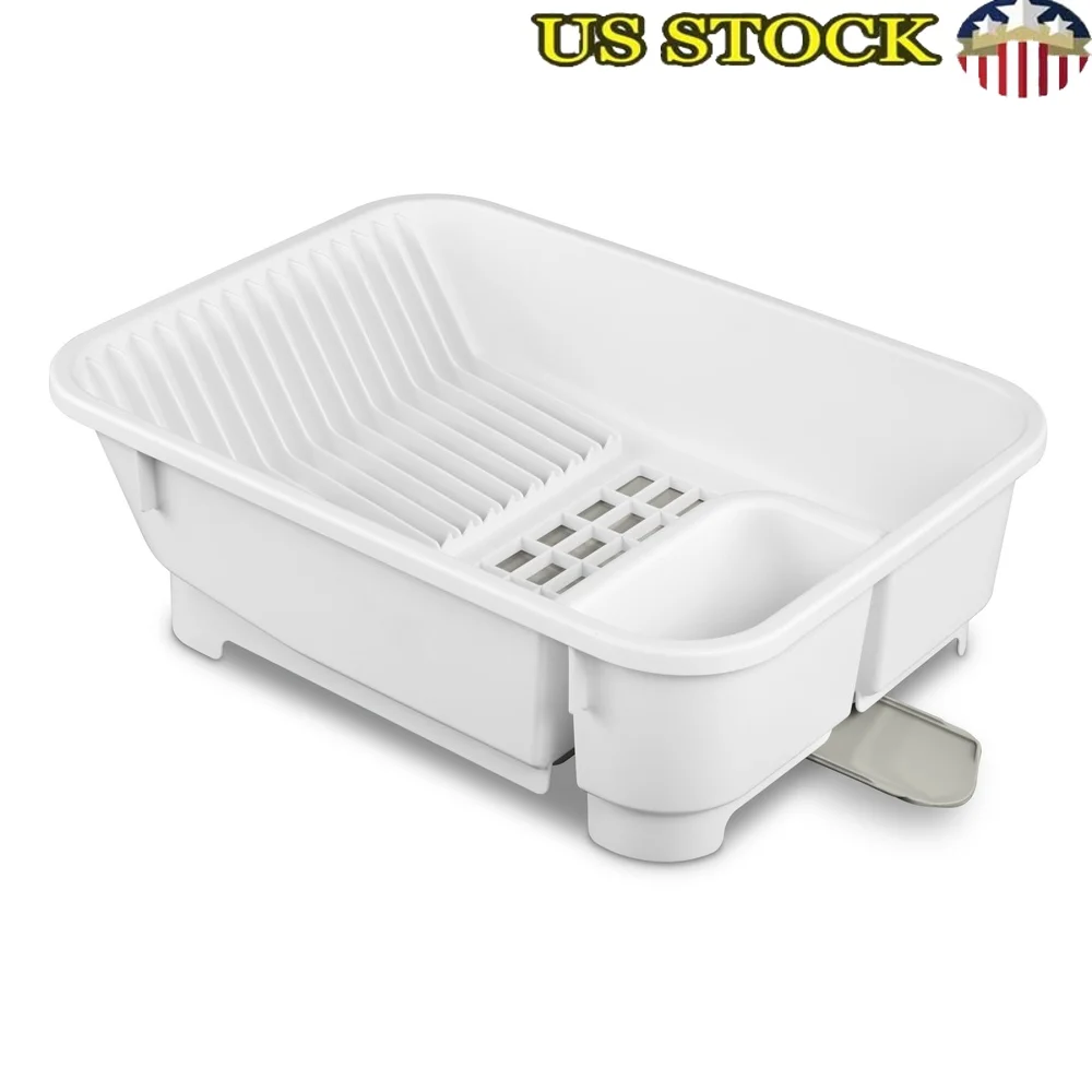 

Space-saving Self-Draining Sink Set with Retractable Spout Dish Drainer Inclined Drainboard Cutlery Bin Dishwasher Safe