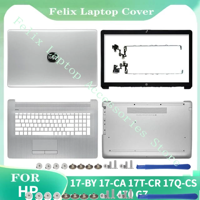 Casing Laptop baru untuk HP 17-BY 17-CA 17T-CR 17Q-CS 470 G7 penutup belakang LCD/Bezel depan/Palmrest/casing bawah/engsel L22504-001 perak