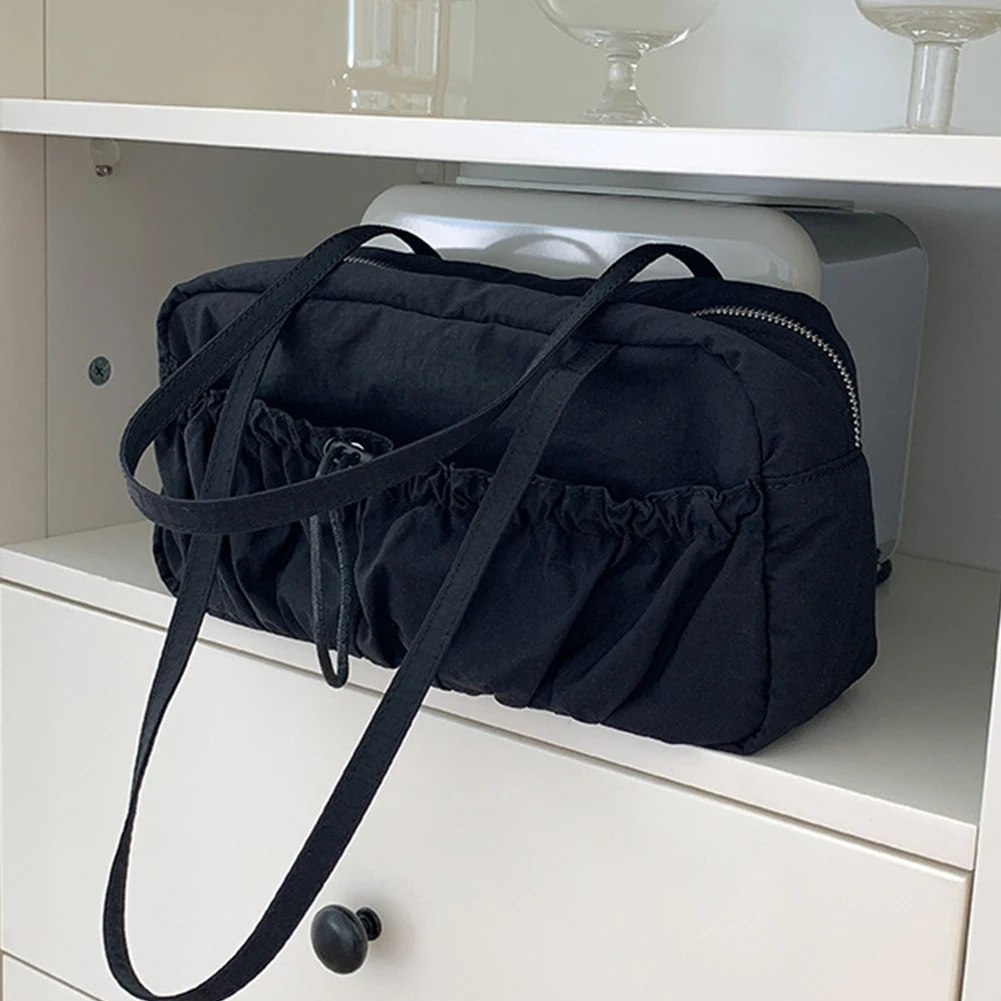 

Women Pleated Shoulder Bag Multipurpose Solid Satchel Bag Casual Large Capacity Lightweight Underarm Bag Versatile Travel Tote B