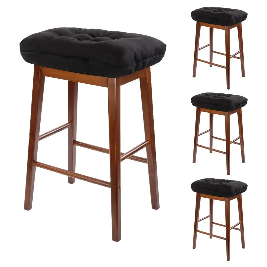 

Набор из 4 подушек для стульев, мягкие подушки для стульев-табуретов с завязками, нескользящие и моющиеся, черные, 18 x 10,5 x 4 дюйма