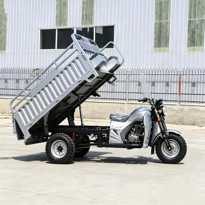 for Hydraulic Dump Three Wheel Fuel Truck Silver Rust Proof Mountain Steep Slope Agricultural Freight Tricycle for Southeast