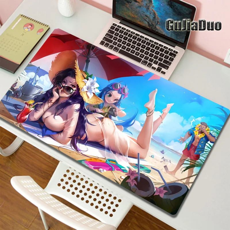 

Caitlyn League of Legends Mange Mouse Pad Gamer Computer Play Mat Gaming Room Accessories Kawaii Comic Mousepad Large Pc Cushion