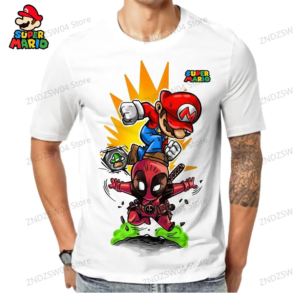 Abbigliamento genitore-figlio Stampa 3D Super Mario Manica corta T-shirt per bambini da uomo Top 2024 Quick Dry 110-6XL Abbigliamento uomo Streetwear