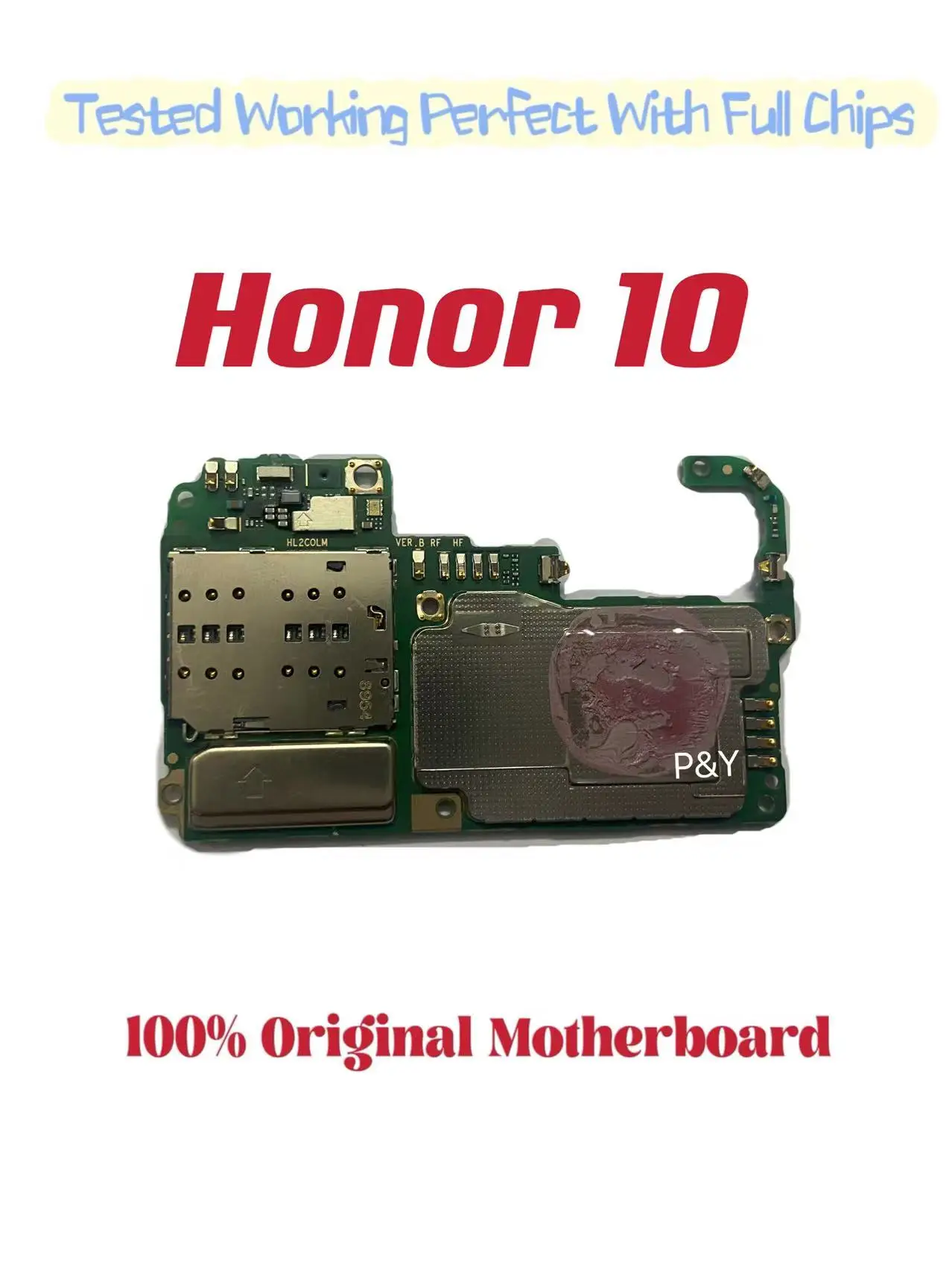 Original Unlocked Main Board For Honor 10 , Mainboard Motherboard with Chips Circuits, Flex Cable