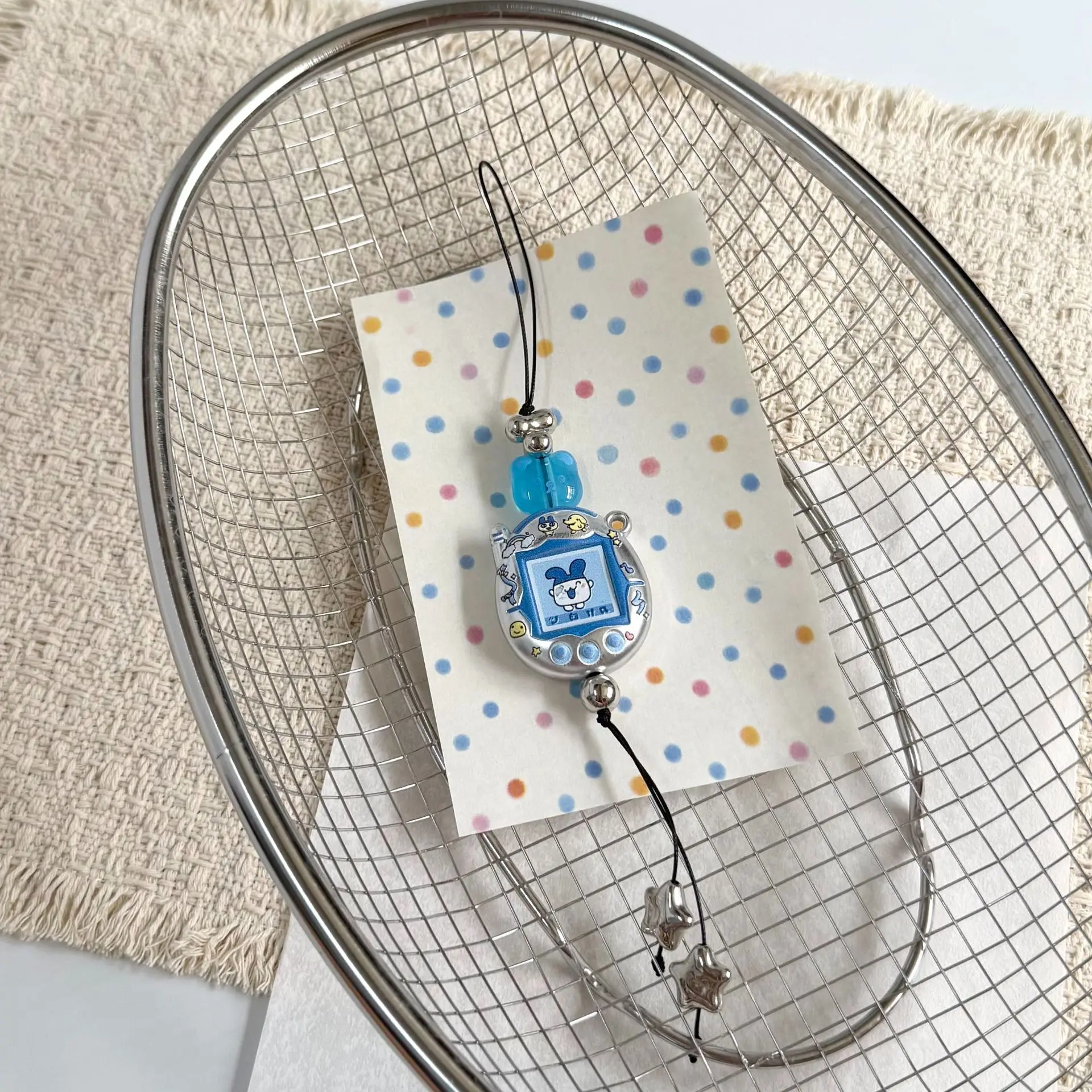 Cute Y2K Tamagotchi Inspired Beaded Key Chain Retro Cartoon Electronic Pet Charm  Aesthetic Phone Lanyard Bag Hanging Ornament - view 5