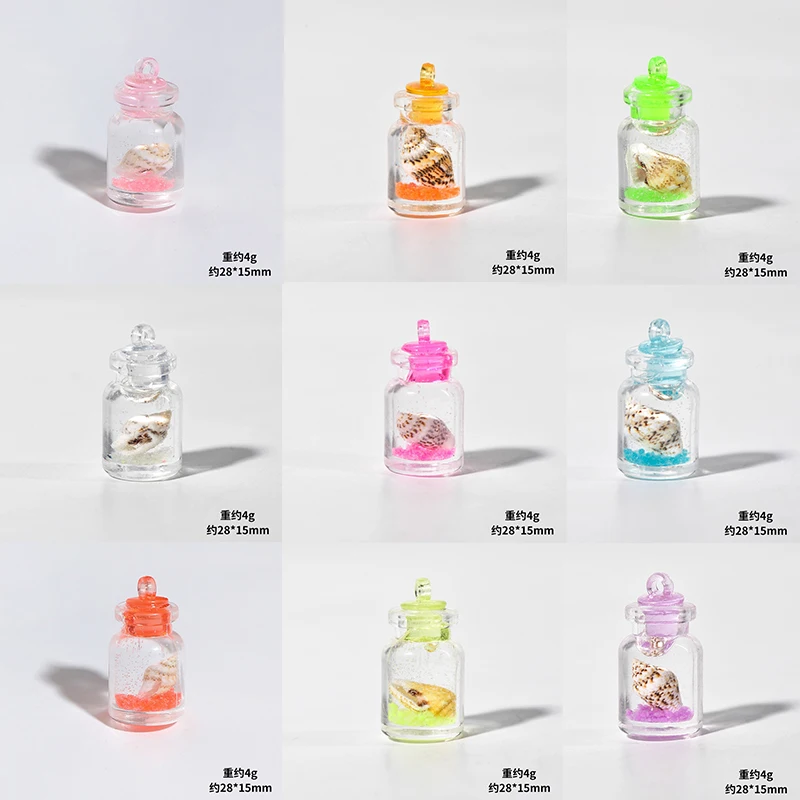 9pcs Luminous Whelk Drift Bottle Acrylic Micro Landscape Desktop Car Knickknacks DIY Home Decor Creative Glowing Shell Crafts