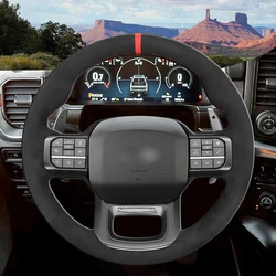 Custom Suede Leather Steering Wheel Cover for Ford F150 F-150 Raptor F250 F-250 Raptor 2021 2022 2023 Car-styling Accessories