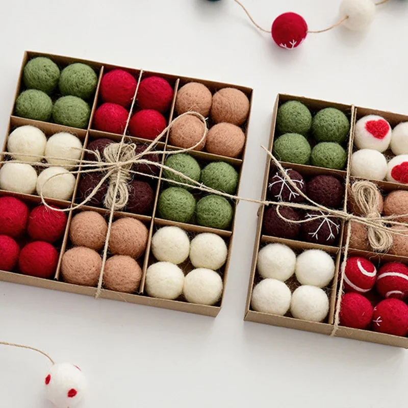 36 Uds. Bolas de fieltro de lana de 3cm pompones  fieltro redondos decoración  árbol  Navidad  colores mezclados bolas