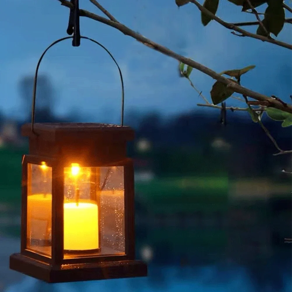 

1pcs/set Retro Landscape Lawn Solar Lantern Home Decor Auto On Off Candle Light Outdoor Waterproof Hanging LED Lamp Atmosphere