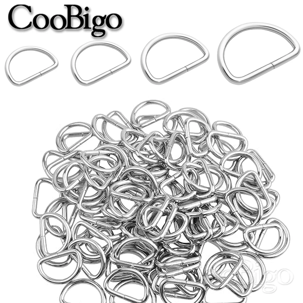 50pcs Metal 1/2"~1-1/4" D Rings Dee Ring Buckle Belt Webbing Handbag Straps Bag Pet Collar DIY Hardware Accessories Silver