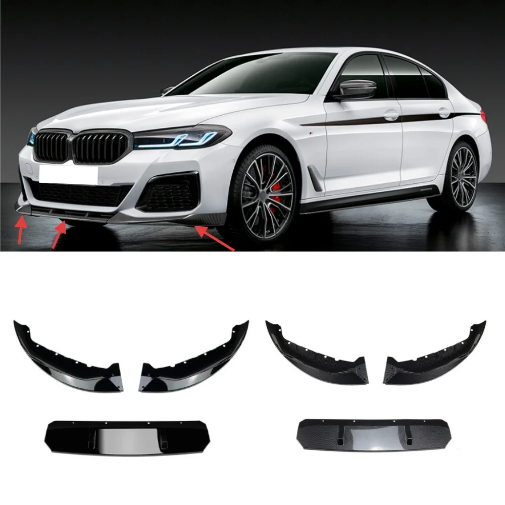 

For BMW 5 Series G30 Sport MP 2021-2023 car front bumper lower lip three section collision spoiler splitter