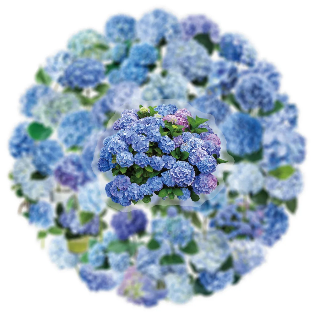 

10/50PCS Blue Hydrangea Graffiti Stickers Beautiful Flowers Cartoon Decal DIY Luggage Phone Guitar Scraphbook Waterproof Sticker