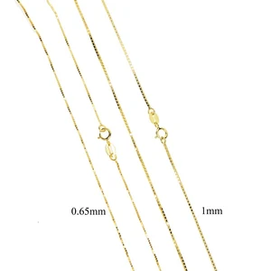 Delicate Dainty Box Chain para Mulheres, Colar de Casamento, Alta Qualidade, Banhado a Ouro, Fino, 100% 925 Sterling Silver, 0.65mm, 1mm, 1.5mm 10 principais vendas colar de ouro 1mm - №6