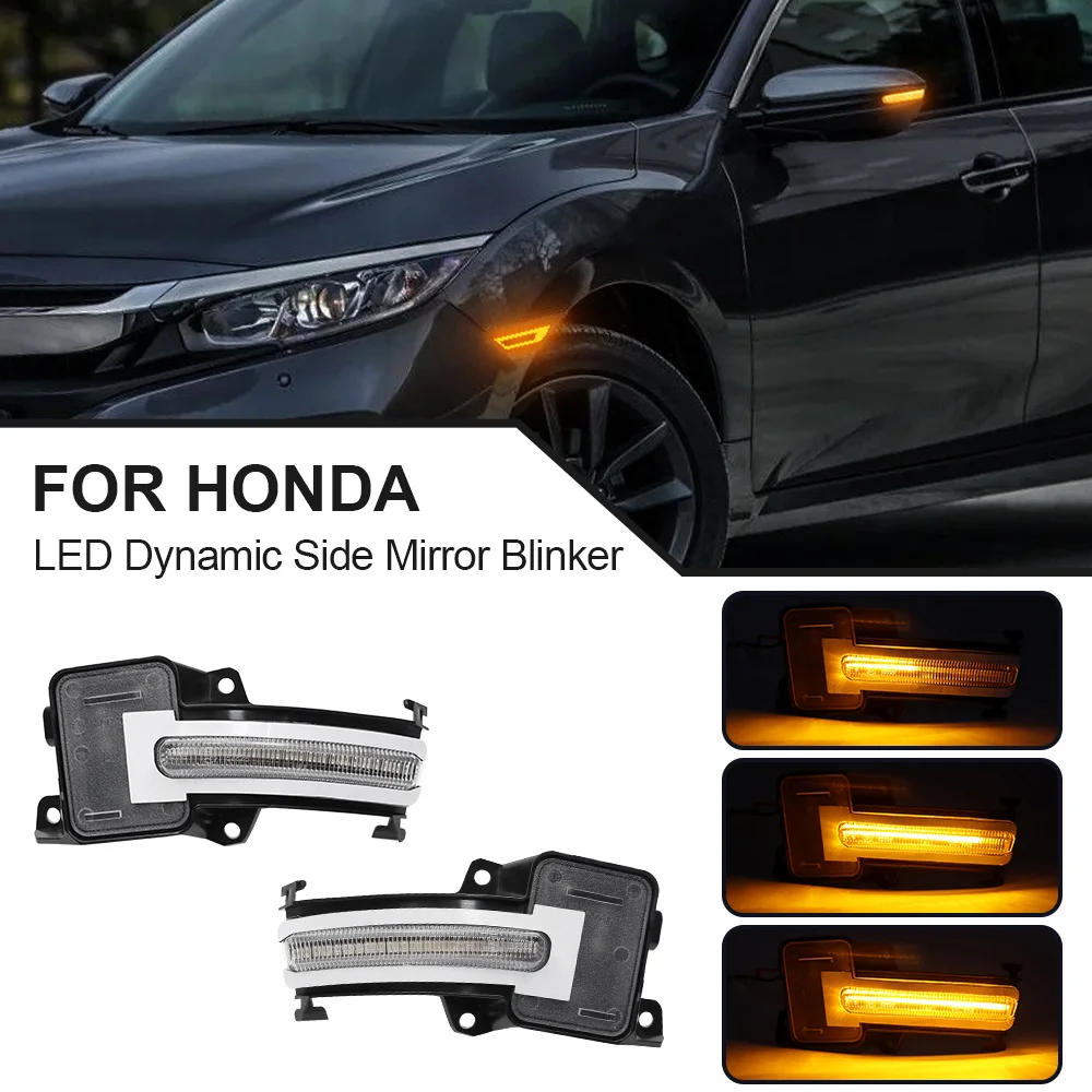 

For Honda CIVIC 2016 2017 2018 2019 2020 202 Dynamic LED Side Mirror Lights Turn Signal Indicator Lamp OEM#:34300-TBA-A01