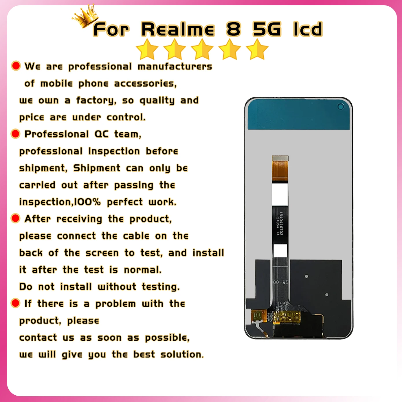 Tested 6.5\'\' Lcd for OPPO Realme 8 5G RMX3241 LCD Display Touch Screen for Realme8 5G LCD Screen Digitizer Assembly Replacement