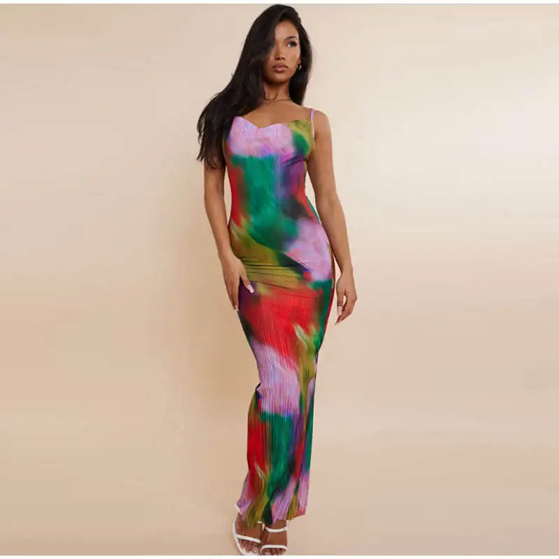 2023 Zomerprint Geplooide Afslankriem Dr. Vaion Sle Dames Faion Polyester Materiaal Geen Sve Bodycon Rok
