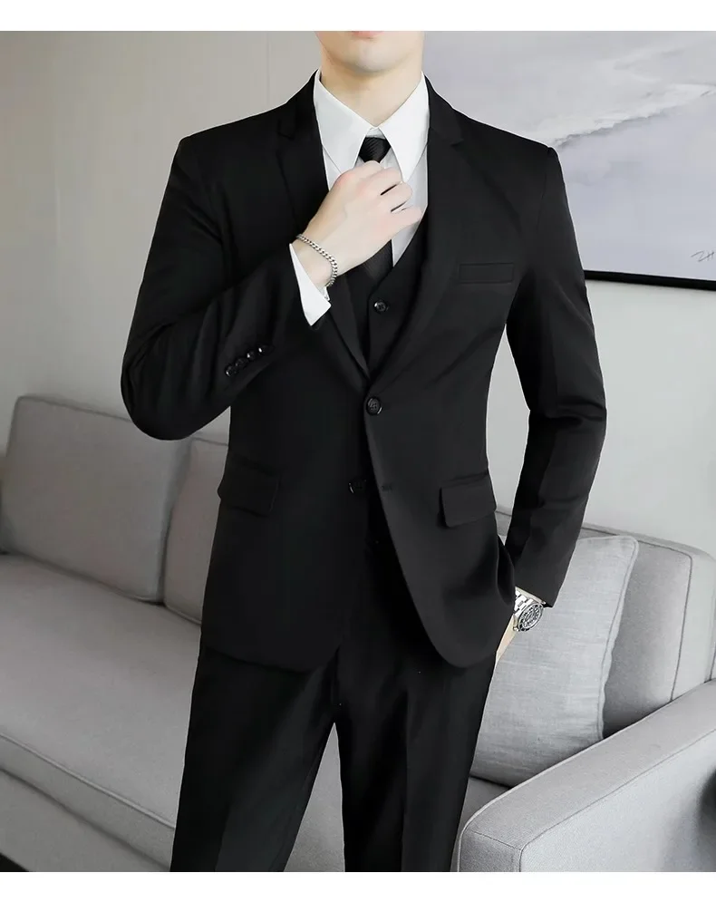 Traje Casual para Hombre, Dos Piezas, Corte Slim Fit, Estilo Formal Coreano, Traje de Novio, Ropa de Vestir Occidental para Novio