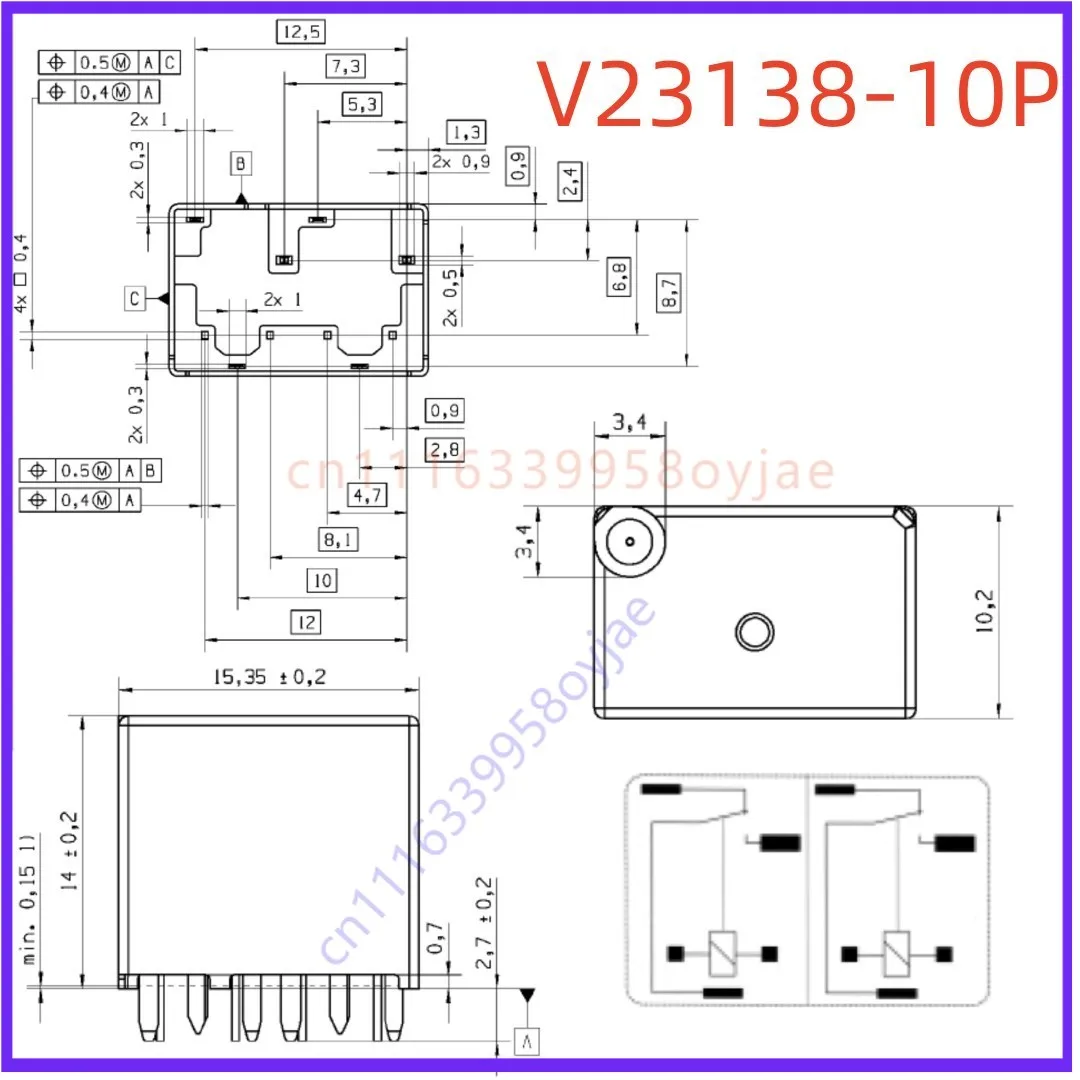 Used for 10Pin Automotive Dual Relay V23138-R2005-A403 V23138-10P