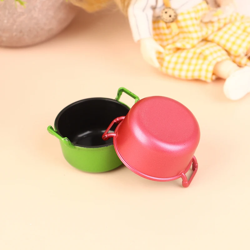 1/12 Dollhouse Simulation Soup Pot Model Dollhouse Miniature Kitchen Cooking Pot Decoration Dolls House Accessories