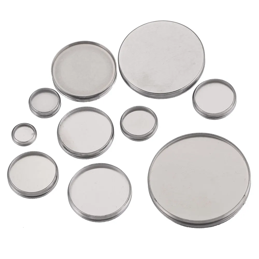 20pcs Fit 8 10 20mm NO Hole Stainless Steel Flat Back Blank Cabochon Base Tray Setting Bezels Pendant Charms FOR Jewelry Making