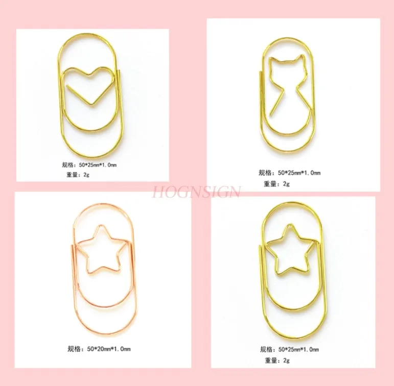 10pcs Rose Gold Large Fat Paper Clips Creative Shaped Pins Animal Paper Clips