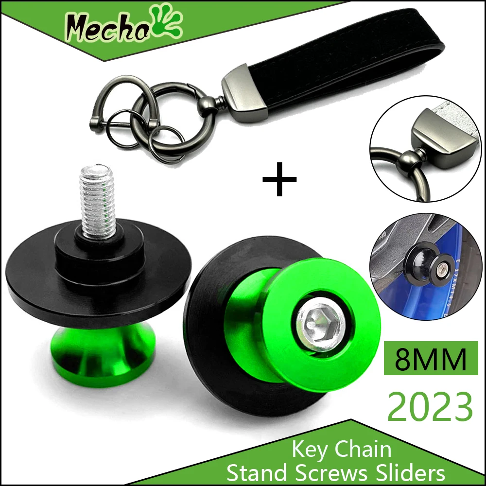 2023 M8 Swingarm Spools slider stand screw & Key Chain Keyring For KAWASAKI NINJA 650 ZX4R ZX4RR Z650 Z800 Z900 Z1000 Z100SX