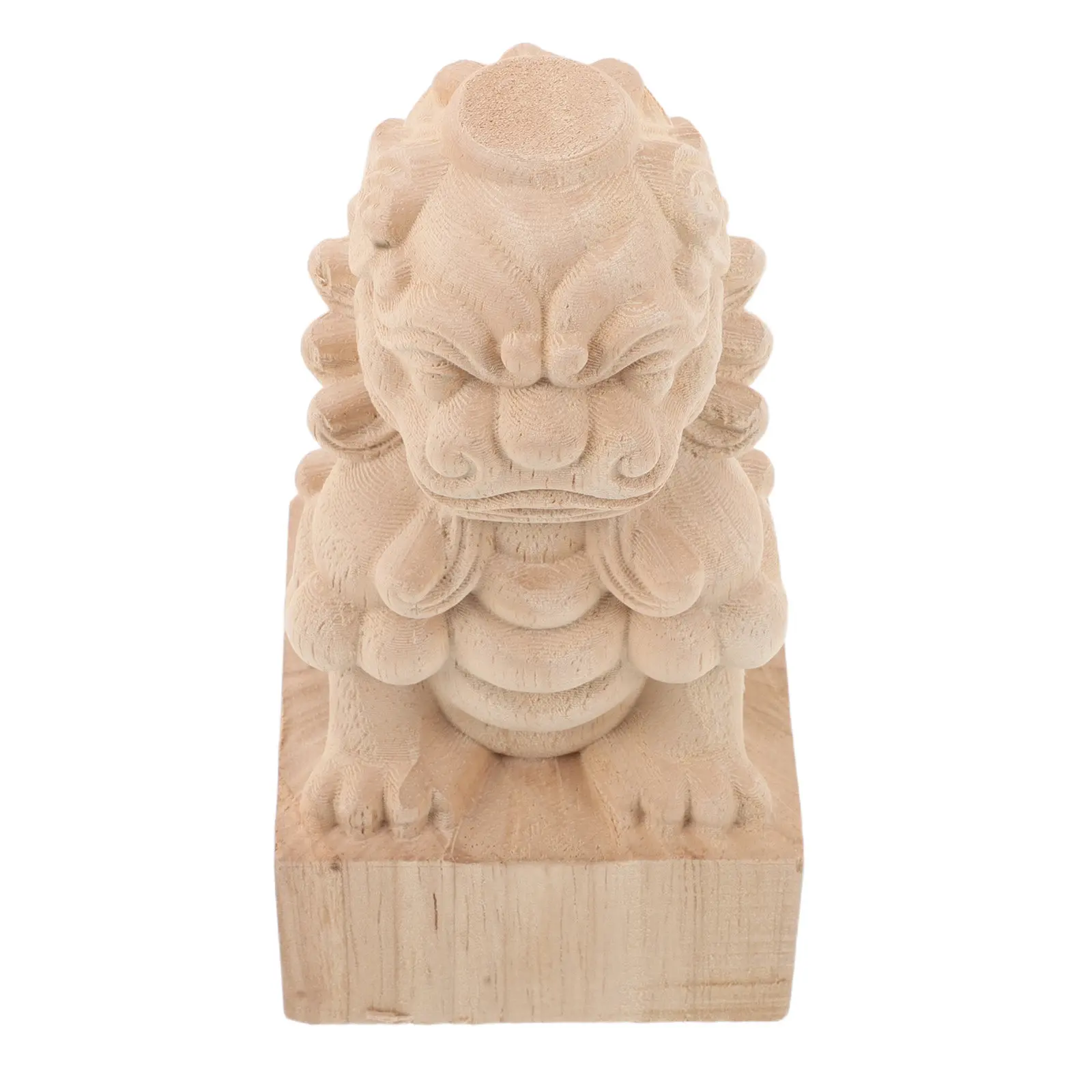 Unfinished Wood Lion Finial Staircase Column Handrail Post 8x8x15cm Carved Railing Ornament DIY Craft Wood Finials