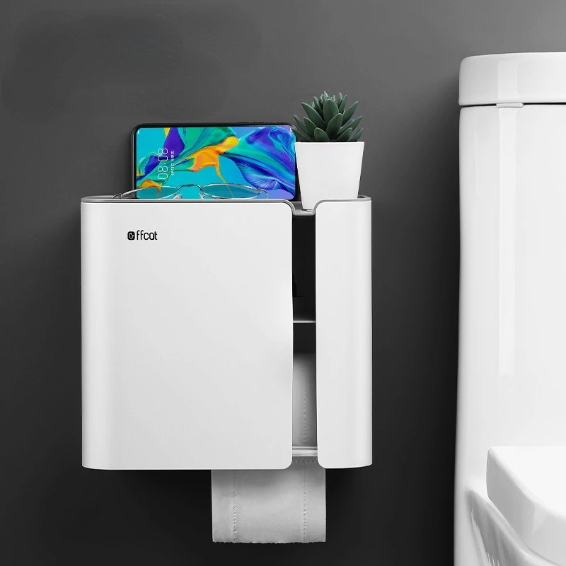 

Toilet Paper Holder Waterproof Wall Shelf for Toilet Paper Tray Roll Paper Towel Holder Storage Bathroom baño Accessories Set
