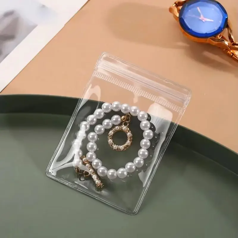 Acrylic Jewelry Box Organizer With 20 Portable Anti Tarnish Jewelry Bags Transparent Waterproof Earring Jewelry Storage Box