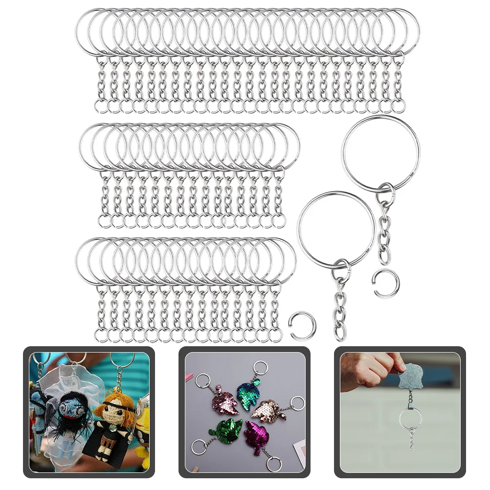 

150pcs Key Chain Rings With Chains Kit Diy Keychain Making Supplies For Jewelry Accessories Durable Keyring Tools Skin-Friendly