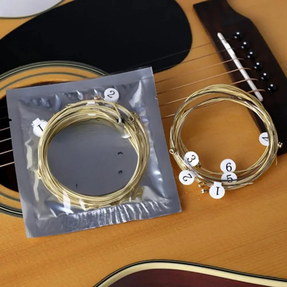 6pcs/set Universal Acoustic Guitar String Brass Hexagonal Steel Core Strings for Musical Instruments Guitars Strings Guitar Part